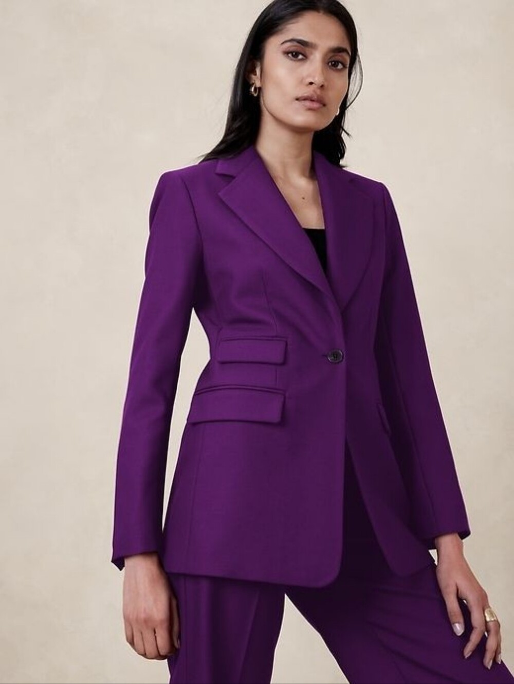 Banana Republic NWT Lido Sculpted Italian Wool Blazer Size 8 Petite Deep Purple